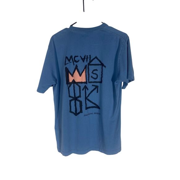 Men's Uniqlo NYC Pop Icon Blue T-shirt Basquiat Dinosaur art  Medium 100% Cotton - Picture 5 of 8